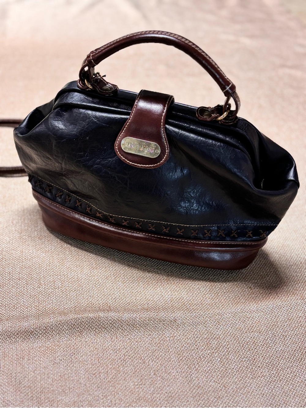 Vintage 1960’s - 1970’s Lou Taylor Leather Bucket Doctors Satchel Purse Handbag